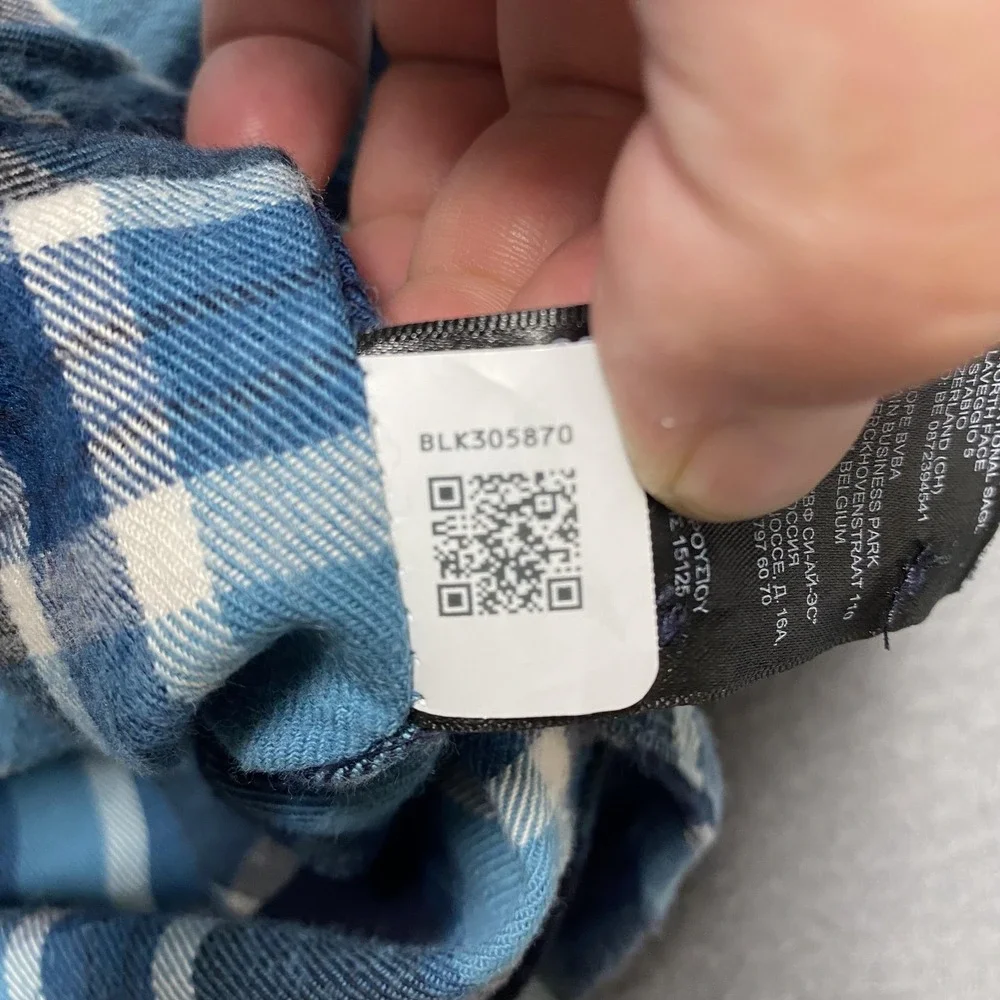 North Face Shirt Mens Large Blue Plaid Flannel‎ Button Down Outdoor Casual
